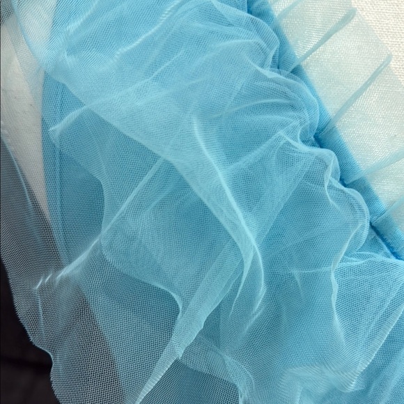 Blue Asymmetrical Ruffled Crop Top - Picture 4 of 4